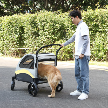 Portable Dog Stroller, 4 Wheels for Large Dogs, Foldable Pet Dog Cat Travel, Carriage Stroller, Breathable Carrier