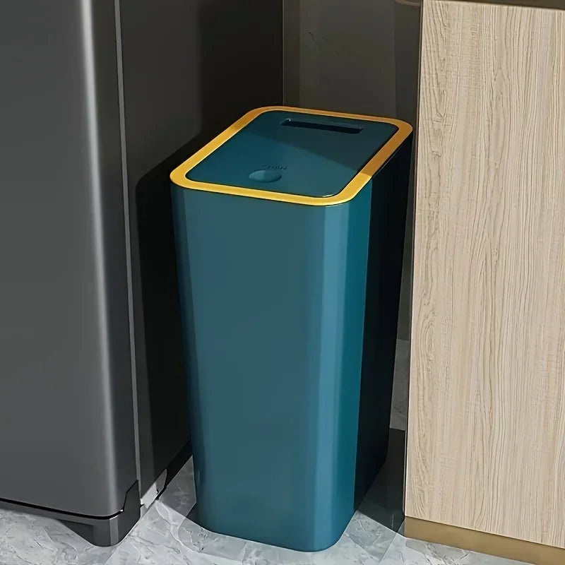 10L Odor Proof Trash Can, One-Touch Modern Design, Durable Plastic, Bathroom, Kitchen, Space Saving & Leakproof