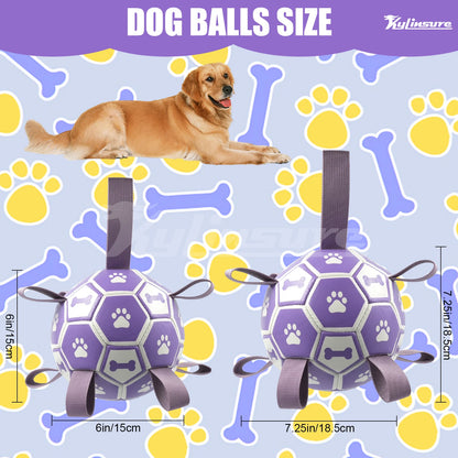 Dog Toys, Soccer Ball with Straps, Interactive Dog Toys, Tug of War, Puppy Birthday Gifts, Water Toy, Durable Dogs Balls