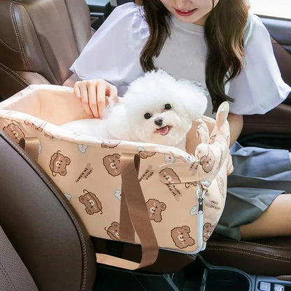 Soft Console Dog Car Seat, Pet Booster, Comfortable Pet Armrest Seat, Non-Slip, Interactive Pet Seat, Travel Carrier Cage