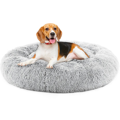Calming Dog Bed for Small to Medium Dogs, Washable Pet Bed Anti-Slip, Round Fluffy Plush Dog Bed