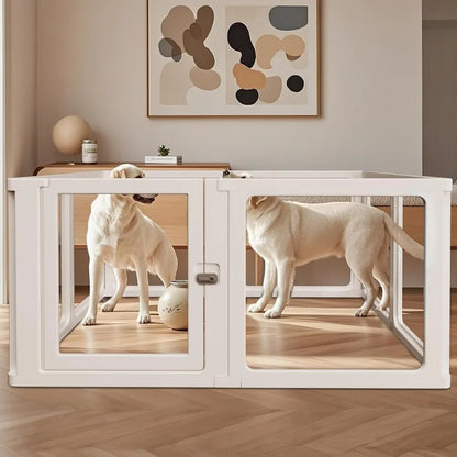 Modern Dog Playpen with Door, Clear Pet Playpen for Indoor/Outdoor, Easy to Install and Remove, Puppy Playpen for Dogs, Cats, Other Small Pets