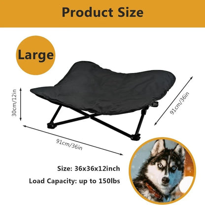 Elevated Dog Bed, Portable Raised Pet Cot, Indoor Folding Dog Bed, Padded Filling, Carrying Bag Included, Pet Camping Traveling