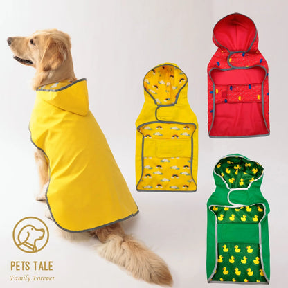 All Weather Dog Raincoat, Dual-Sided Waterproof Coat, Polyester Fiber PU Coating, Quick-Adjust Velcro Closure