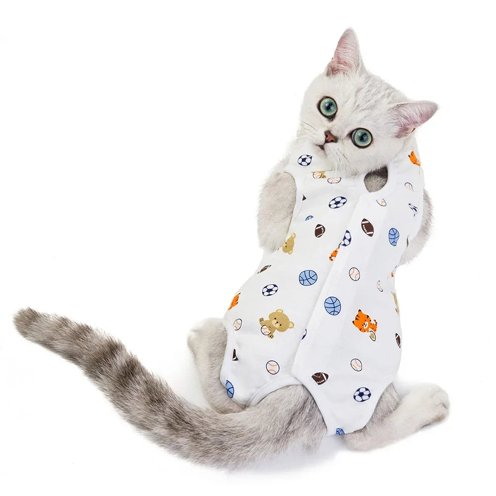 Pet Clothing Cat Recovery Suit, Postoperative Recovery Suit, E-Collar Alternative for Cats Dogs Puppy, Abdominal Skin Anti-Licking Pajamas