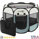 Portable Dog/Cat Playpen, Indoor-Outdoor Crate, Waterproof Foldable Pet Kennel, Easy Setup, 360 View
