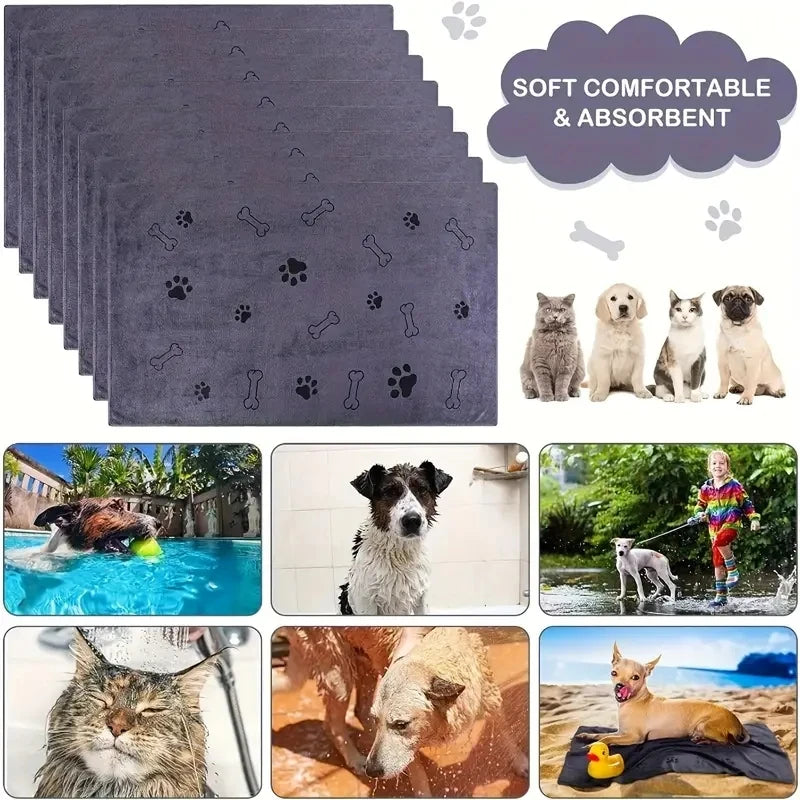 Soft Microfiber Dog Towels 2pcs, Quick Dry Absorbent, Pet Bath & Grooming Towels, Pet Drying Towels Dogs