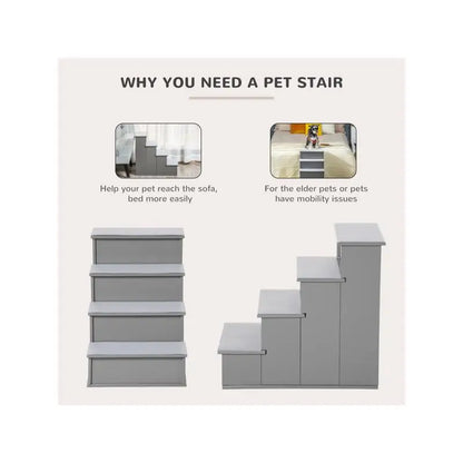 Pet Stairs for Dogs and Cats, Foldable & Easy to Store, Non-Slip Steps, Ideal for Small Pets, Indoor and Outdoor Use