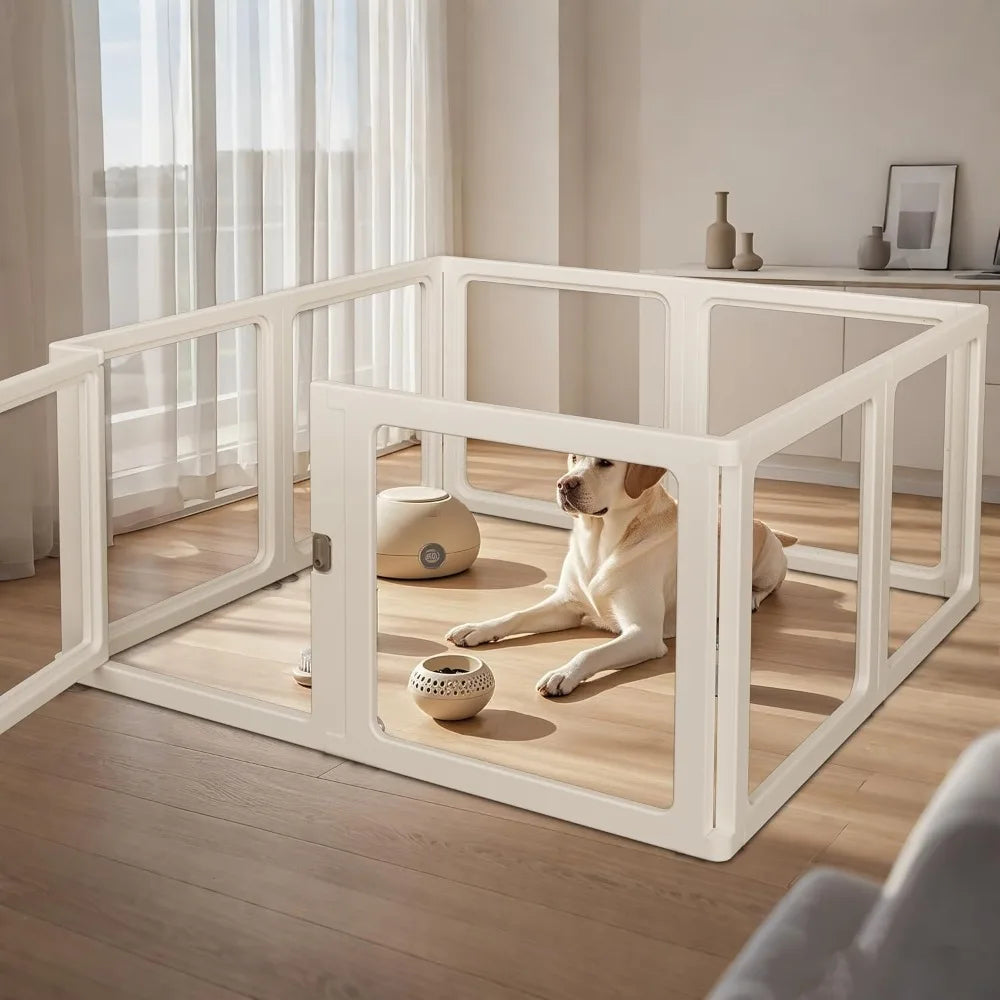 Citylife Dog Playpen with Door, Clear Pet Playpen for Indoor/Outdoor, Easy to Install and Remove, Puppy Playpen for Dogs, Cats, Other Small Pets