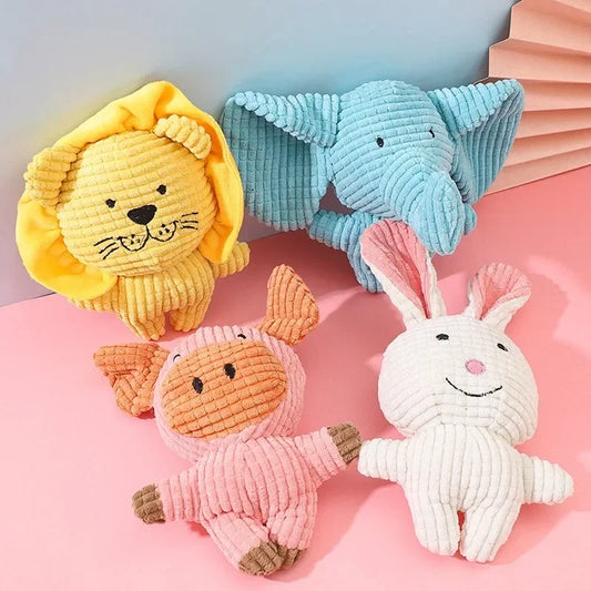 New Pet Toys, Dog Teeth Bite-Resistant Toys, Cute Animal Shapes - Lion, Rabbit, Elephant, Piglet -Squeaky Dog Toy, Interactive Plush Dog Toy