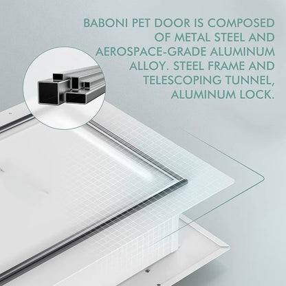 3-Flap Pet Door for Wall, Steel Frame and Telescoping Tunnel, Aluminum Lock, Triple Flap Dog Door and Cat Door, Strong