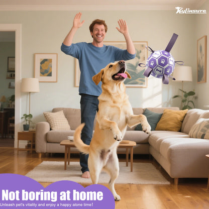 Dog Toys, Soccer Ball with Straps, Interactive Dog Toys, Tug of War, Puppy Birthday Gifts, Water Toy, Durable Dogs Balls