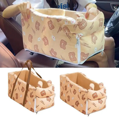 Soft Console Dog Car Seat, Pet Booster, Comfortable Pet Armrest Seat, Non-Slip, Interactive Pet Seat, Travel Carrier Cage