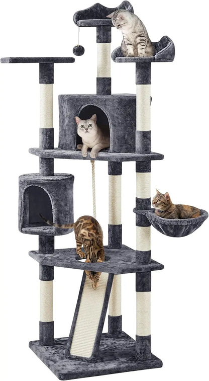 Tall Indoor Cat Tower, Multiple Cats, Many Levels