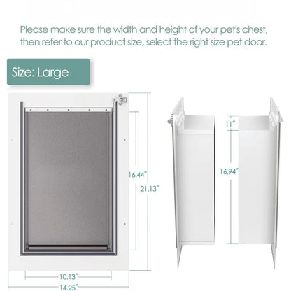 3-Flap Pet Door for Wall, Steel Frame and Telescoping Tunnel, Aluminum Lock, Triple Flap Dog Door and Cat Door, Strong