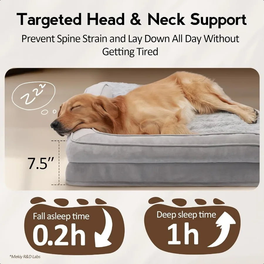 XL Orthopedic Dog Bed, EggCrate Memory Foam, Dog Beds with Removable Washable Cover, Waterproof Pet Beds, NonSlip Bottom