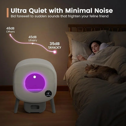 Extra Large Automatic Litter Box, Self Cleaning for Multiple Cats, Odor-Free, App-Controlled, Ambient Light, Waste Disposal