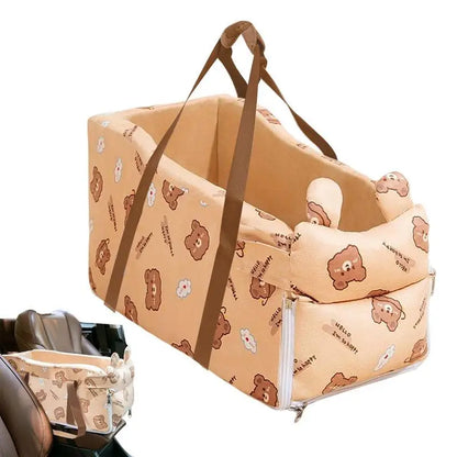 Soft Console Dog Car Seat, Pet Booster, Comfortable Pet Armrest Seat, Non-Slip, Interactive Pet Seat, Travel Carrier Cage