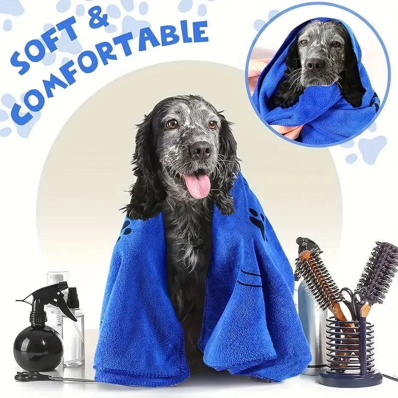 Soft Microfiber Dog Towels 2pcs, Quick Dry Absorbent, Pet Bath & Grooming Towels, Pet Drying Towels Dogs