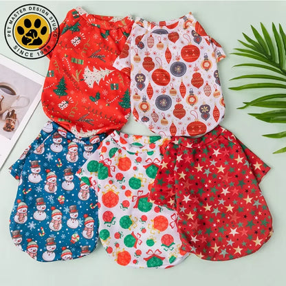 Luxury Pet Dog And Cat Clothes, Christmas Patterns, Funny Dog Shirts and Cat Vest, Puppy Clothing, Frenchie Dog Clothes