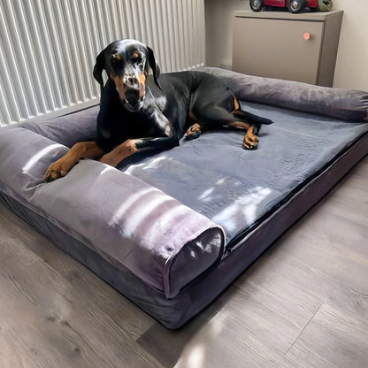 Large, XL, XXL Calming Dog Bed, Orthopedic Memory Foam Sofa Couch, Waterproof Removable Cover, Plush Mat for Large Dogs