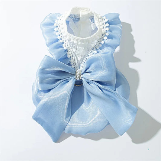 Adorable Small Dog Tutu Dress with Bowknot Lace, Princess Puppy Clothes, Outfit Apparel Female, Cute Cat or Dog Skirt, Patchwork Pet Dress