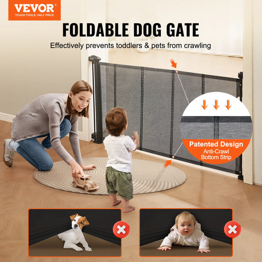 Wide Tall Mesh Baby Gate, Retractable Dog Gate, Retractable Baby Gate, Tall Mesh Baby Gate