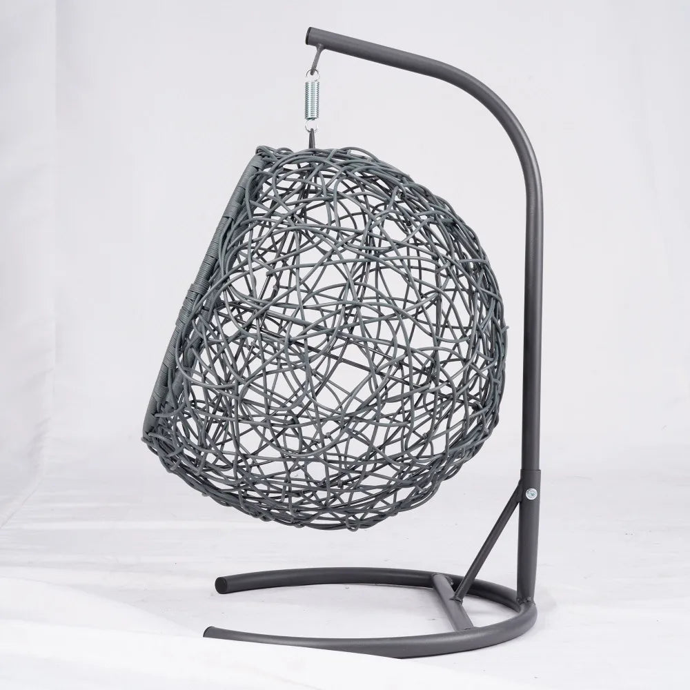 Cat Swing Bed with Stand & Cushion, Cat Egg Chair with Rattan Wicker Appearance, Indoor Hanging Swinging Cat Bed