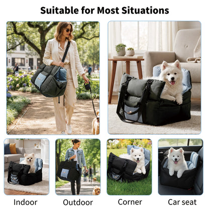 Small Dog Car Seat, Safe & Cozy Travel Bed and Carrier, For Small Dogs & Puppies, Pets Up to 22 Pounds