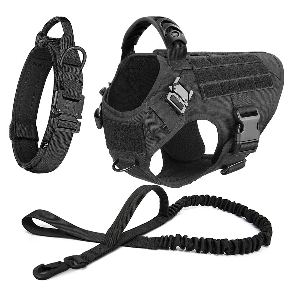 Large Dog Harness And Leash Set, Pet German Shepherd Malinois, Training Walking Vest, Dog Harness And Collar For Medium Large Dogs