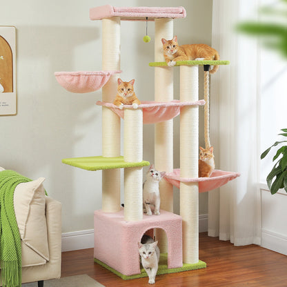 Large Cat Tree for Big Cats, Robust Cat Tower with Several Levels, Cat House Climbing Tree with Hammock ,11 Sisal Posts, Large Perch