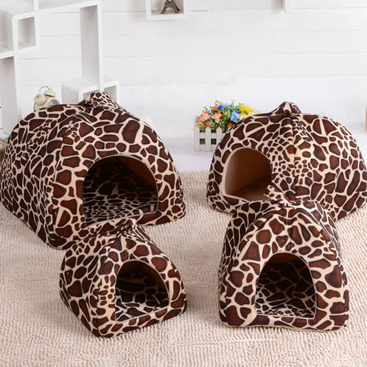 Fashion Cushion Basket, Soft Leopard Pet Dog/Cat House, Pet Tent Dog House, Small Dogs, Puppies, Small Cats, Kittens