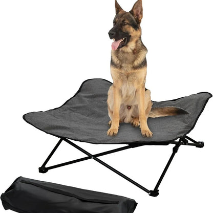 Elevated Dog Bed, Portable Raised Pet Cot, Indoor Folding Dog Bed, Padded Filling, Carrying Bag Included, Pet Camping Traveling