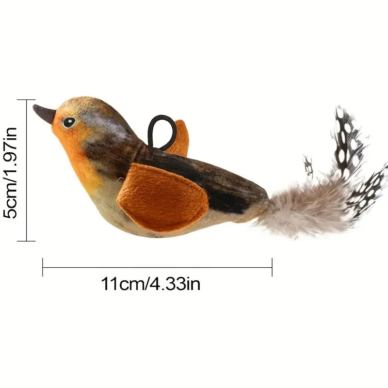 Interactive Touch-Activated Flapping Bird. Cat Toy Plush Sparrow, Kicking Toy with Realistic Chirping Sound, Suitable for Exercise