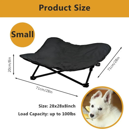Elevated Dog Bed, Portable Raised Pet Cot, Indoor Folding Dog Bed, Padded Filling, Carrying Bag Included, Pet Camping Traveling