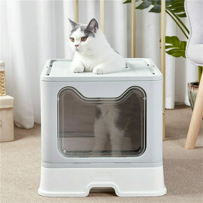 Easy Cleaning Cat Litter Box, Large Cat Pan Drawer, Anti-Splashing Cat Potty, Toilet Tray with Scoop.