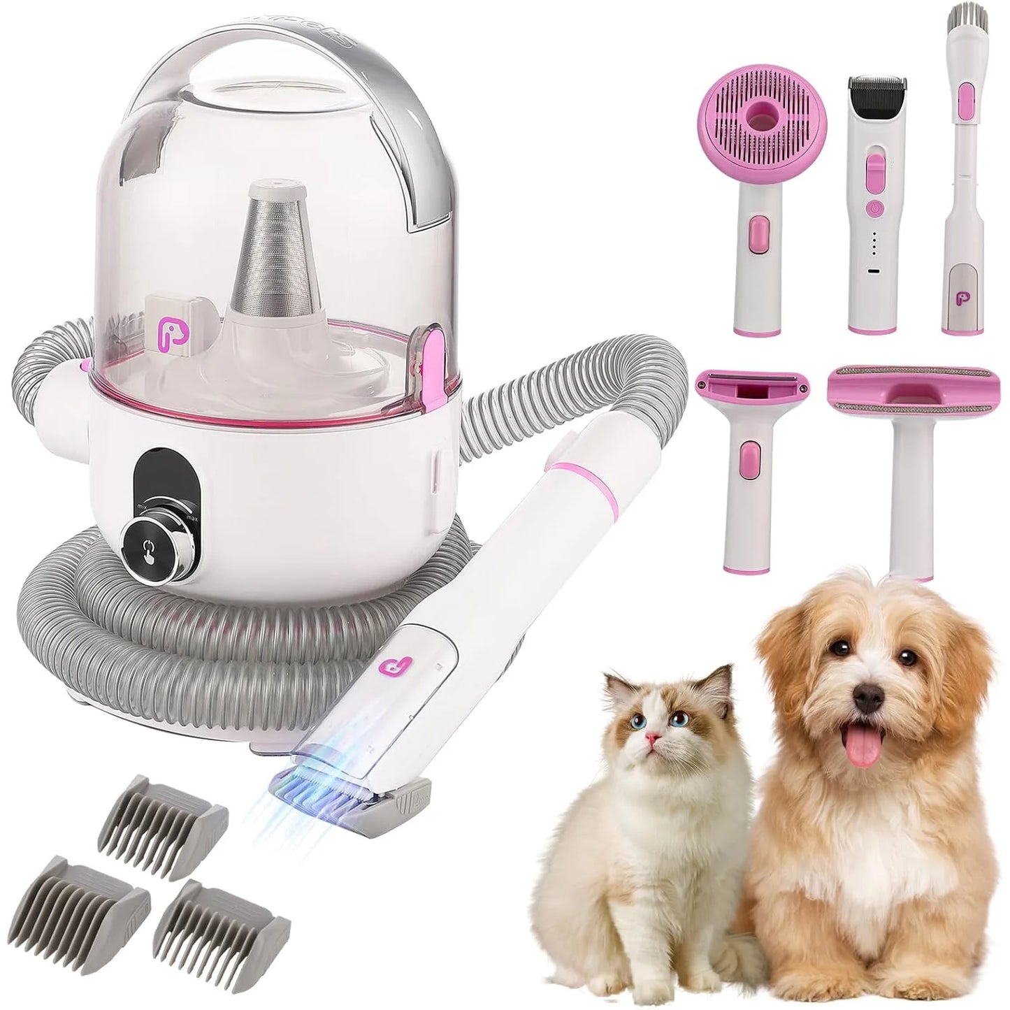 Deluxe Pet Grooming Kit, 2L Vacuum Suction 99% Pet Hair, Professional Quiet Dog Grooming, Vacuum Kit with 5 Grooming Tools