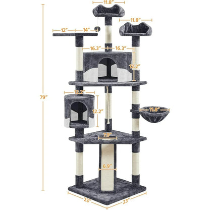 Tall Indoor Cat Tower, Multiple Cats, Many Levels