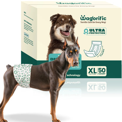 Disposable Dog Diapers, Super Absorbent & Leakproof, Wetness Indicator, Adjustable Fasteners for Male/Female Puppies