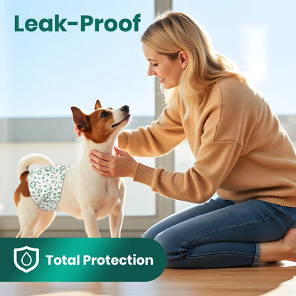 Disposable Dog Diapers, Super Absorbent & Leakproof, Wetness Indicator, Adjustable Fasteners for Male/Female Puppies