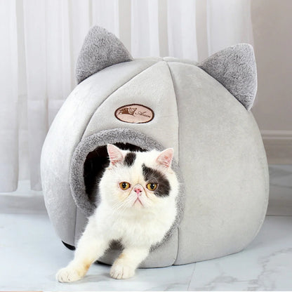Pet Bed With Cat Ears, Cat Bed for Small Medium Large Cats, Keep Warm in Winter,  Comfortable and Soft, Machine Washable