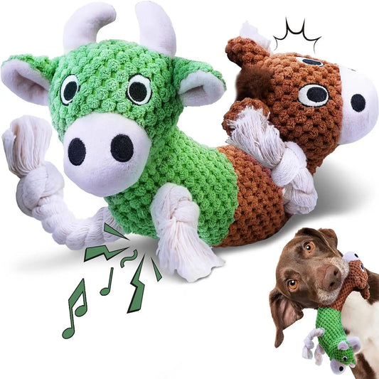 Plush Squeaky Chew Dog Toy, Double Headed