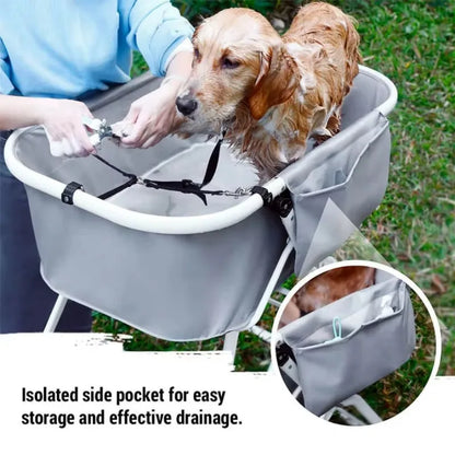 Elevated Dog Bath Tub, Bath Shower Grooming, Foldable Pet Dog Bathing Station, Adjustable, Ideal For Medium To Large Pets