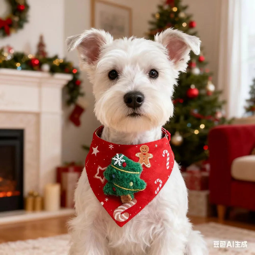 New Christmas Dog Triangle Scarf, Cat & Dog Adjustable Xmas Collars, Pet Dress Up Accessories, Santa Claus