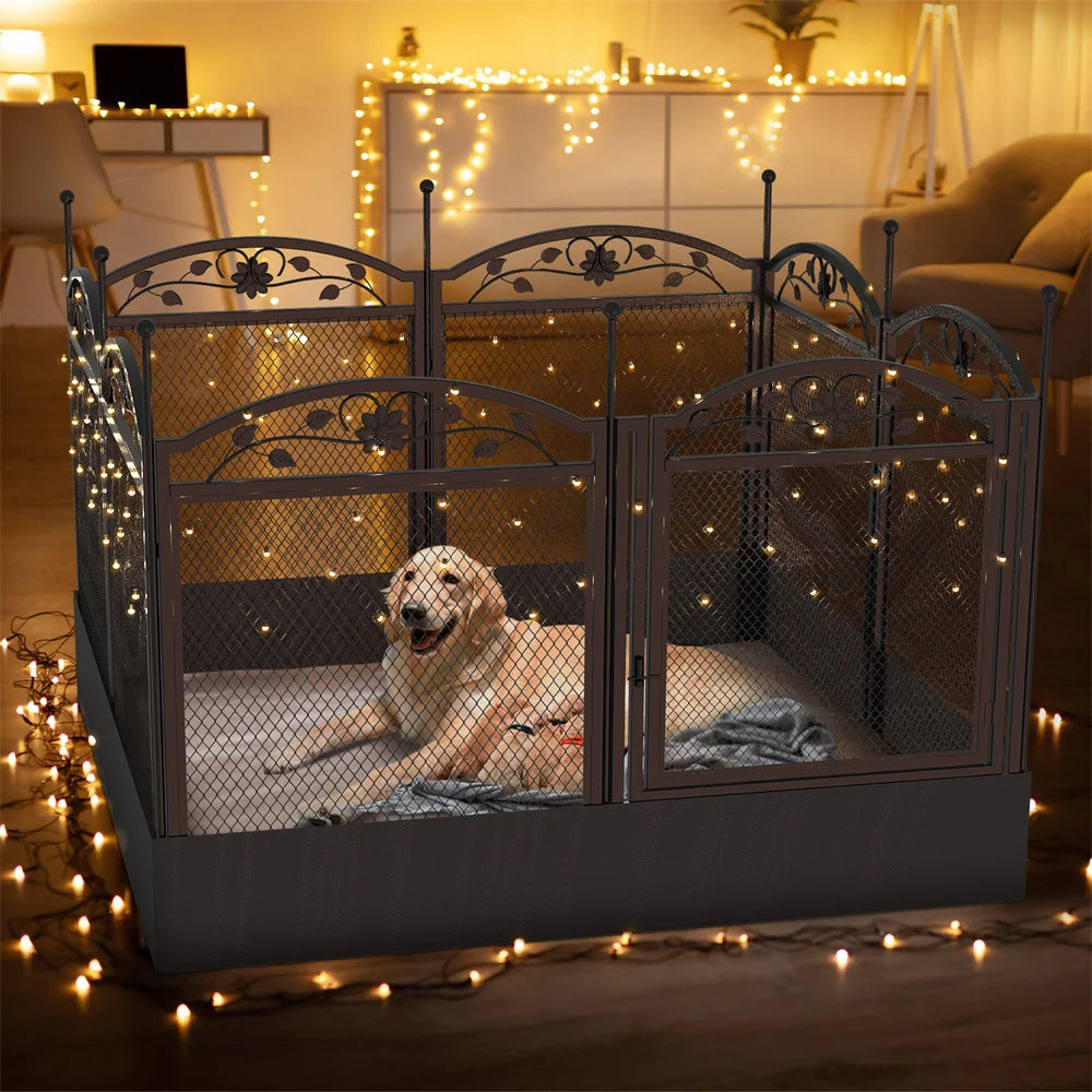 Heavy Duty Large Dog Playpen, Pet Exercise Run Enclosure Fence, Pet Whelping Pen Box with Waterproof Fertility Mat, Indoor Outdoor