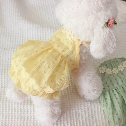Breathable Small Soft Dog Clothing, Dress Yellow Daisy Girl, Cute Mascots Clothes, Thin Summer Costume for Small Pets