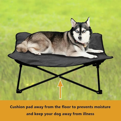 Elevated Dog Bed, Portable Raised Pet Cot, Indoor Folding Dog Bed, Padded Filling, Carrying Bag Included, Pet Camping Traveling