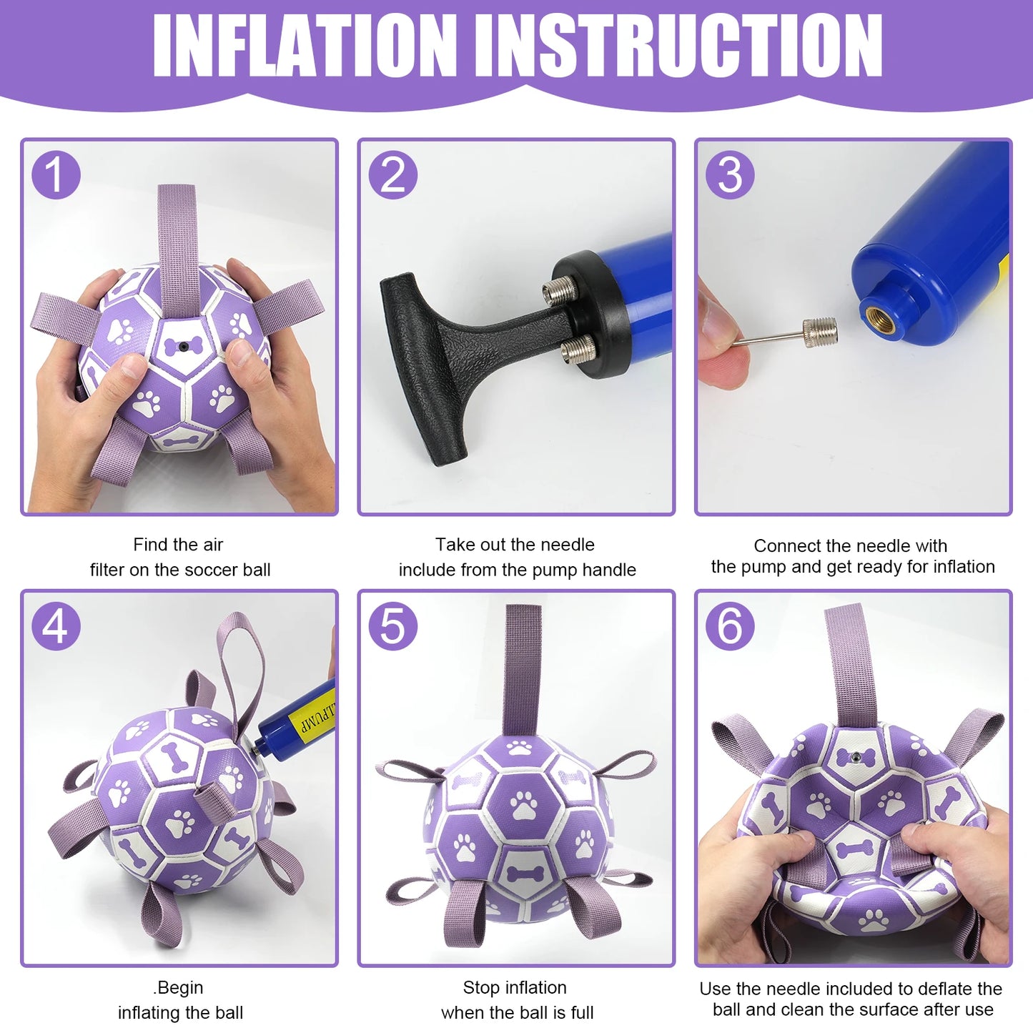 Dog Toys, Soccer Ball with Straps, Interactive Dog Toys, Tug of War, Puppy Birthday Gifts, Water Toy, Durable Dogs Balls