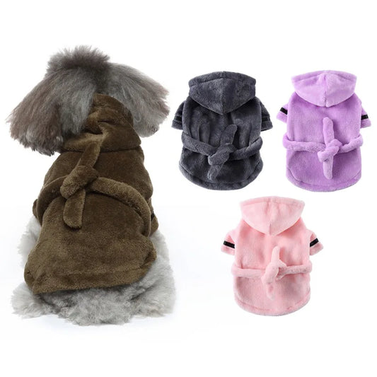 Pet Dog Bathrobe with Hood, Dog Pajamas, Sleeping Clothes, Soft Pet Bath Drying Towel, Clothes For Puppy Dogs Cats, Coat, Pet Supply