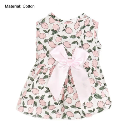 Beautiful Pet Skirt, Decorated Cat/Dog Skirt, Breathable Lemon Printing, Summer Dog Two-Legged Clothes